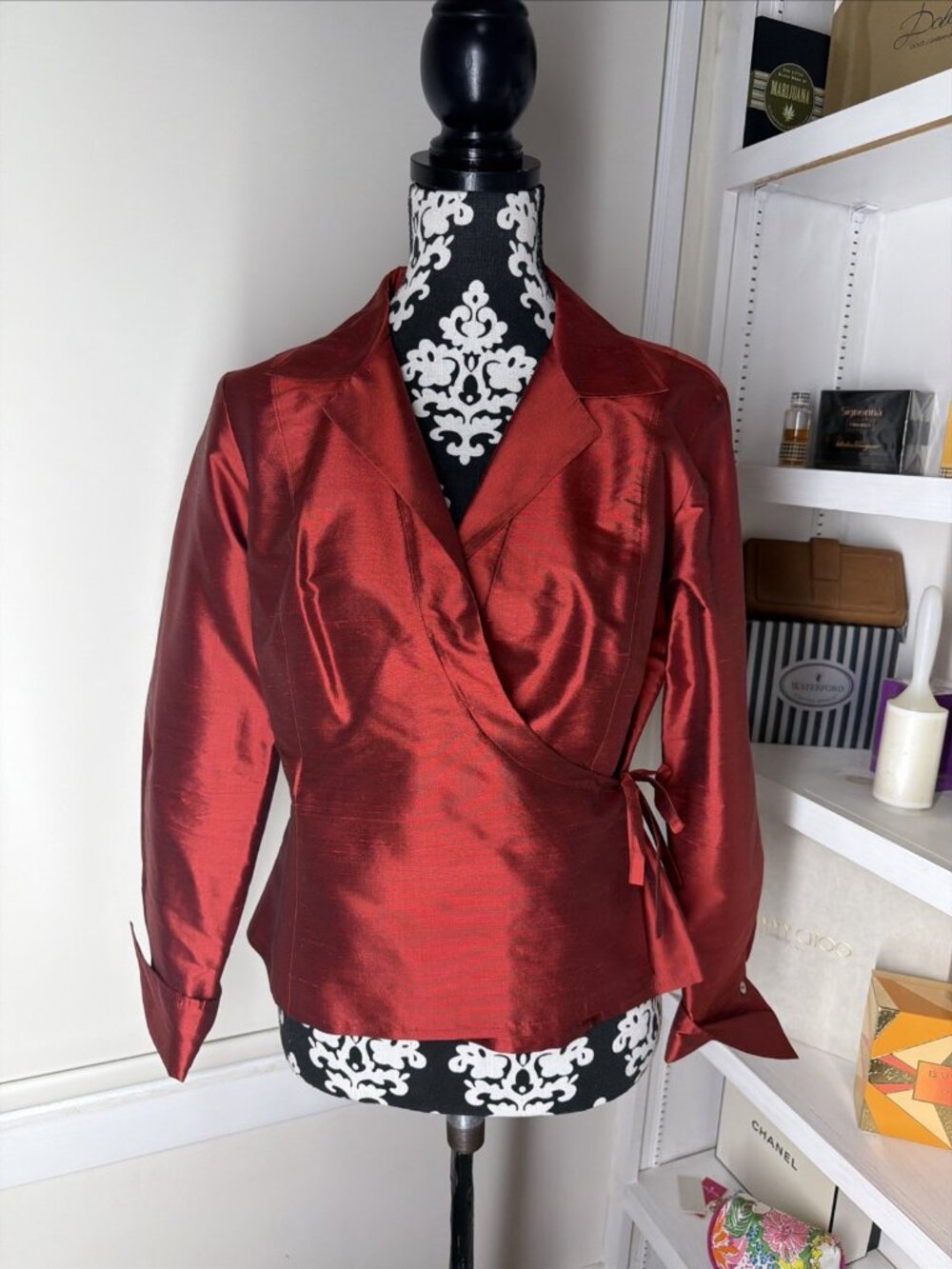 Womens Sz 12 Allison Taylor Vintage Pure Shangtung Silk Lightweight Wrap Jacket
